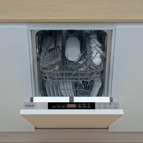 Candy CDIH 2T1047 Lavastoviglie da incasso 45 cm  - Classe Energetica  NEL: E -  10 coperti -  Silenziosità dB(A): 47 -  Display Digit -  Programmi: 7 -  Acquastop -